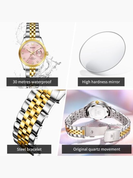 Elegant Stainless Steel Quartz Watch with Calendar Water Resistant main image 7